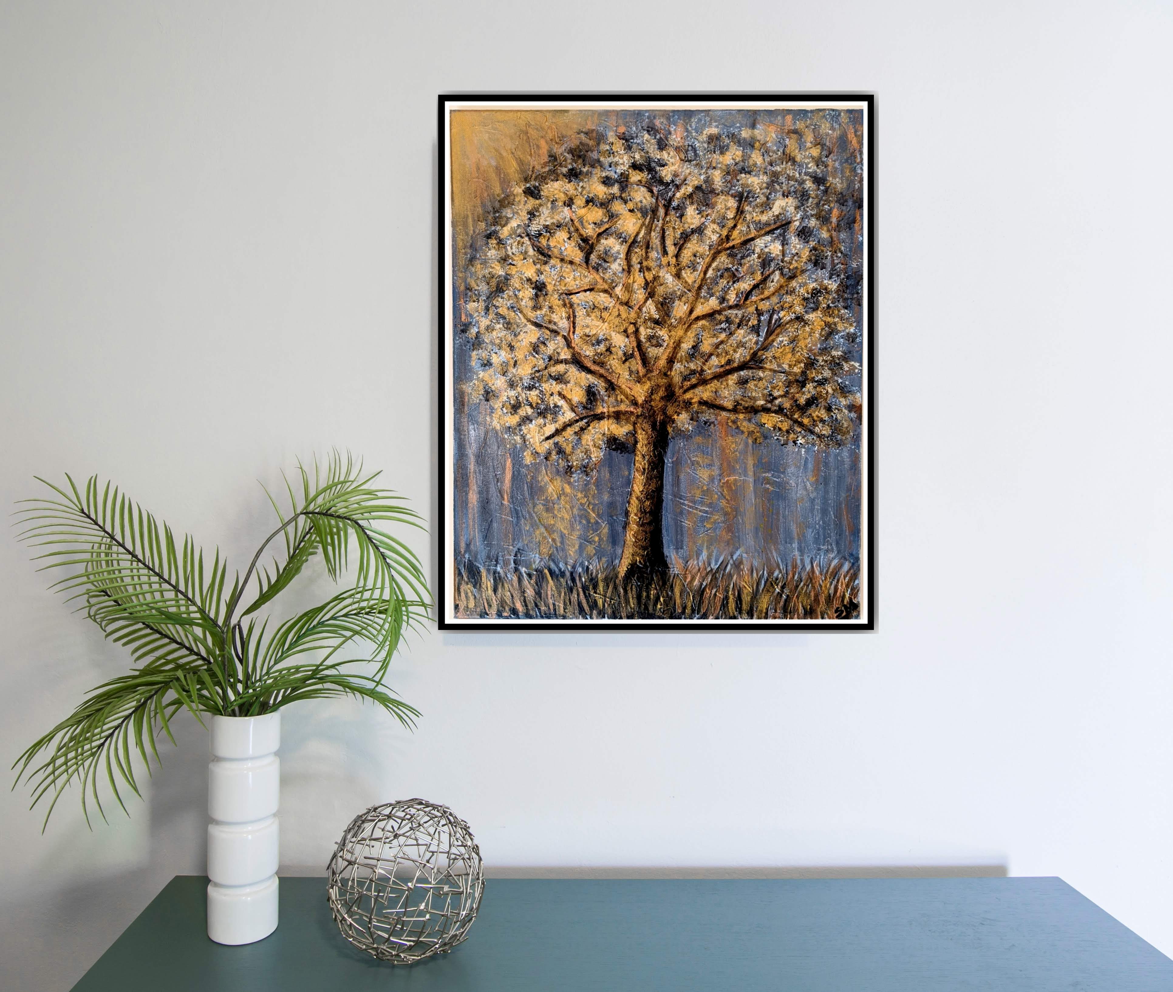 Gold Tree on Wall Painting