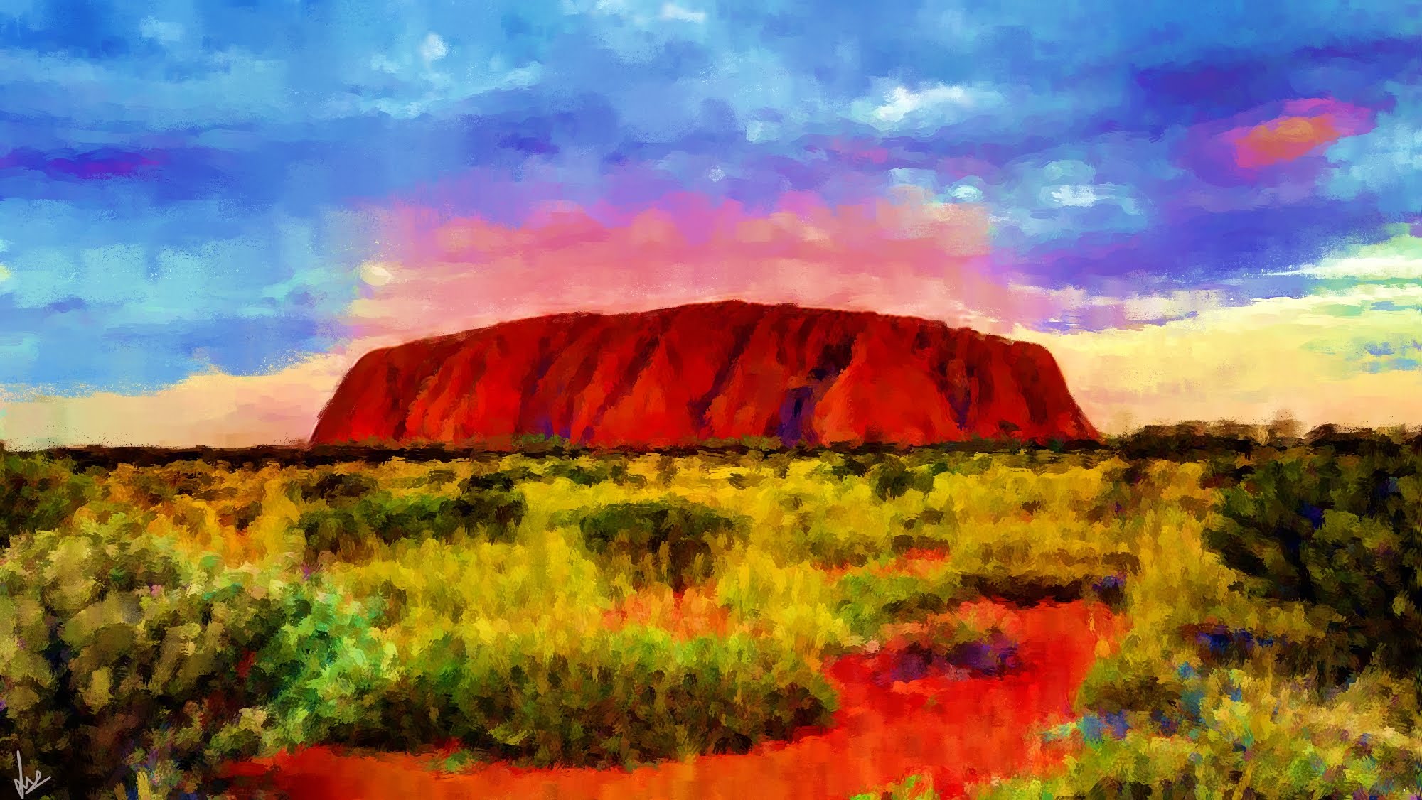 Ayer's Rock, Uluru, Northern Territory, Australia - Digital Painting by Shaalyn Monteiro