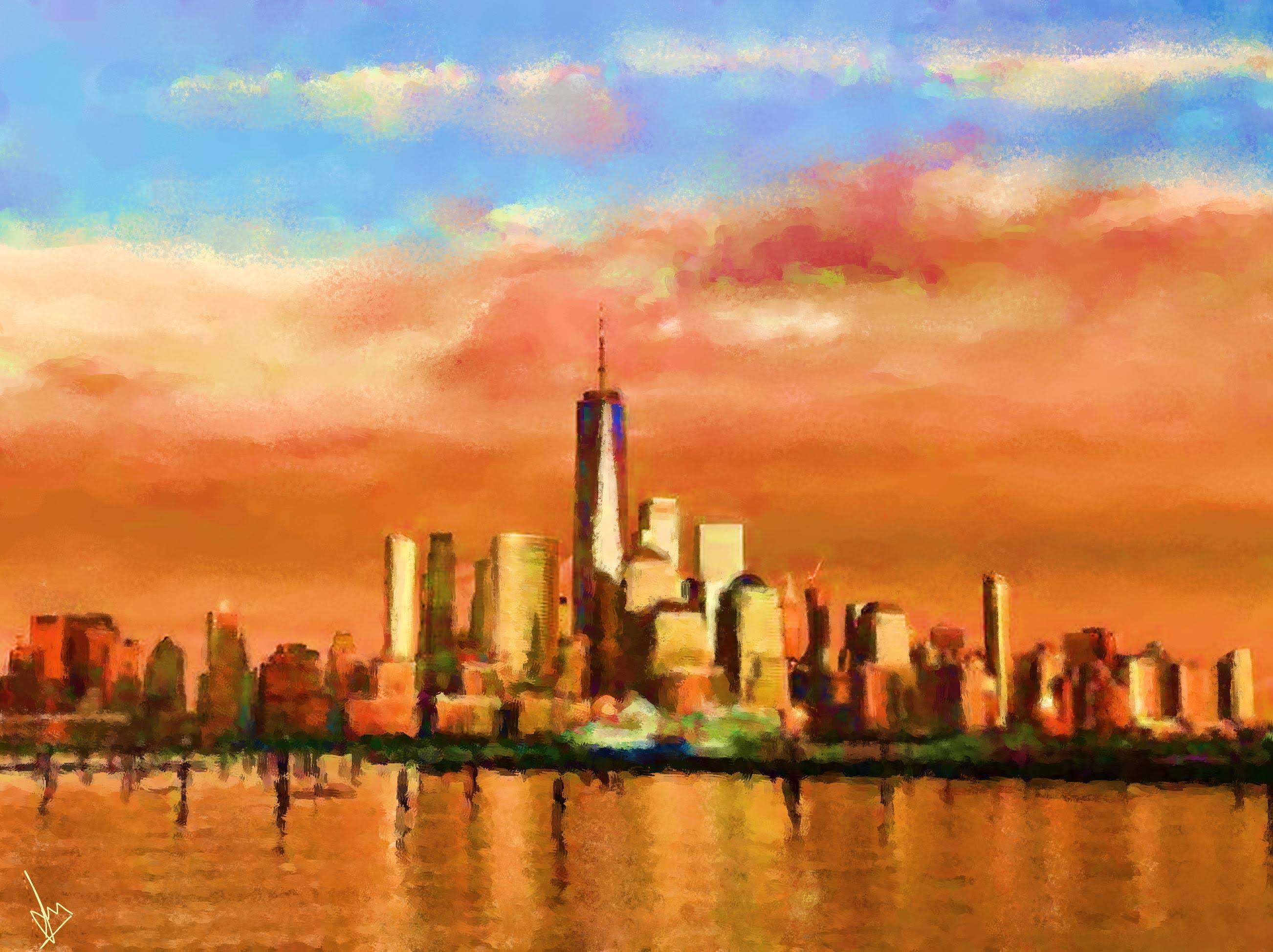 Manhattan Skyline - Digital Painting by Shaalyn Monteiro