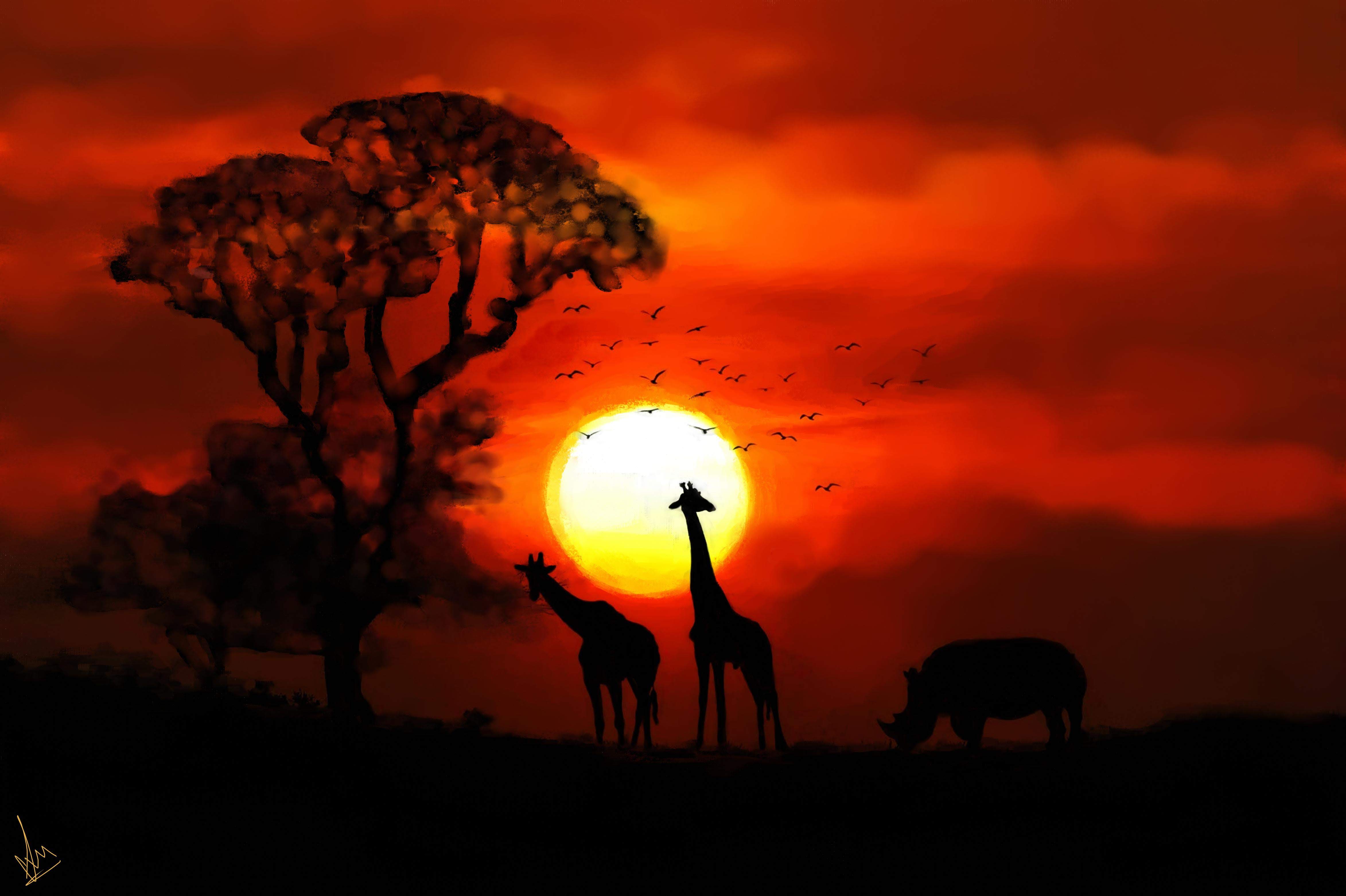 Savannah Sunsets - Digital Painting by Shaalyn Monteiro